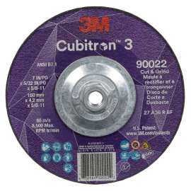 7100313551 Cubitron™ 3 Cut and Grind Wheel, 90022, 36+, T27, 7 in x 5/32 in x 5/8 in-11 (180 x 4.2 mm x 5/8-11 in), ANSI, 10 ea/Case