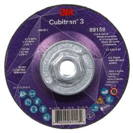 7100313760 Cubitron™ 3 Cut and Grind Wheel, 89158, 36+, T27, 4-1/2 in x 1/8 in x 5/8 in-11 (115 x 3.2 mm x 5/8-11 in), ANSI, 10 ea/Case