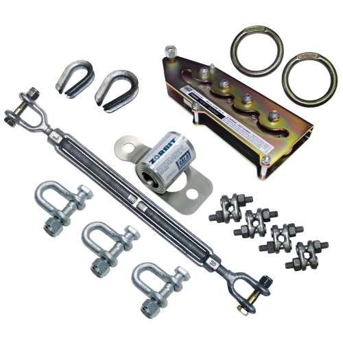 7100314308 7600580 DBI-SALA® Metal Horizontal Lifeline Energy Absorber with Hardware Kit 7600580, 3 Shackles, Turnbuckle, Cable Clips, Wedge Grip