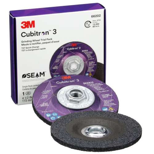 7100316886 Cubitron™ 3 Depressed Center Grinding Wheel, 66202, 36+, Type 27, 4-1/2 in x 1/4 in x 5/8 in-11, ANSI, 10 ea/Case, Trial Pack