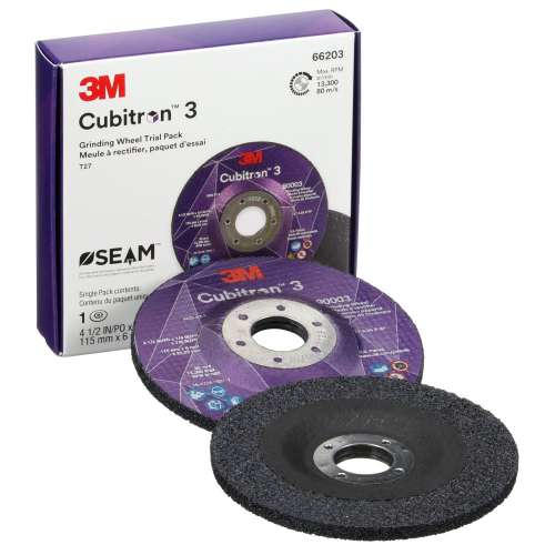 7100317727 Cubitron™ 3 Depressed Center Grinding Wheel, 66203, 36+, Type 27, 4-1/2 in x 1/4 in x 7/8 in, ANSI, 10 ea/Case, Trial Pack