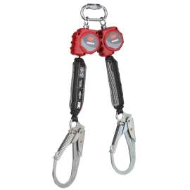 7100319944 3100512 Protecta® Twin-Leg Self-Retracting Lifeline with Carabiner 3100512, Web, Steel Rebar Hooks, 6ft