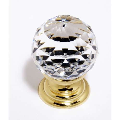Crystal C210-CLR/PB Traditional Knob in Polished Brass