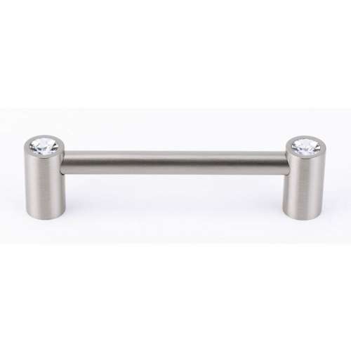 Contemporary Crystal C715-4-SN Crystal Pull Modern in Satin Nickel