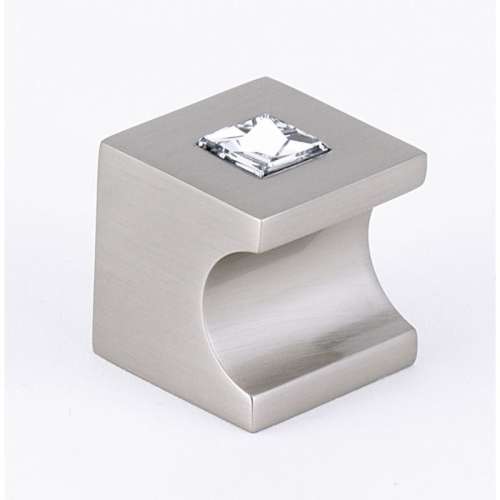 Contemporary Crystal C853-1-SN Crystal Knob Modern 1-in in Satin Nickel