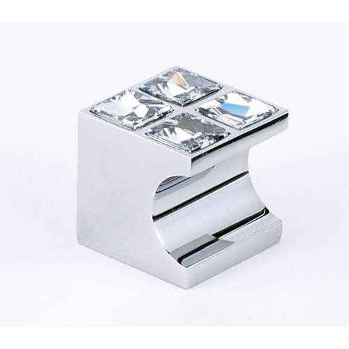 Crystal Knob Modern 1-in in Polished Chrome
