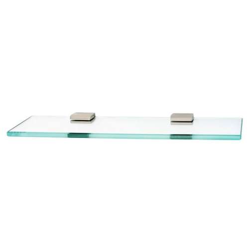 Manhattan A7450-18-SN 18-in Glass Shelf with Brackets Modern in Satin Nickel