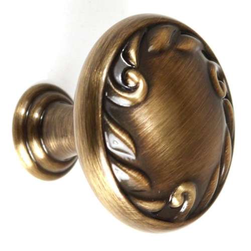 Ornate A3650-14-AE Knob Traditional 1-1/4-in in Antique English