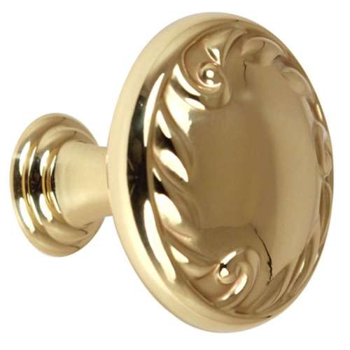 Ornate A3650-38-PB Knob Traditional 1-1/2-in in Polished Brass