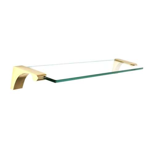 19-in Glass Shelf with Brackets Transitional in Polished Brass