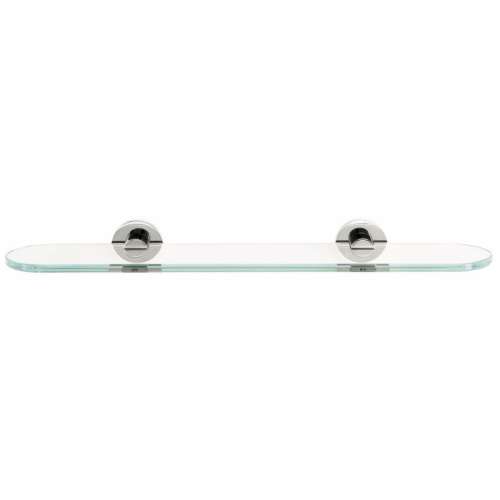 Contemporary I A8350-18-PN 18-in Glass Shelf with Brackets Modern in Polished Nickel