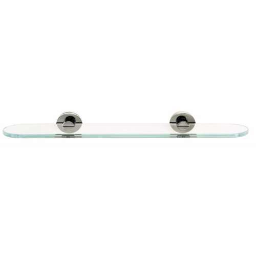 Contemporary I A8350-18-SN 18-in Glass Shelf with Brackets Modern in Satin Nickel