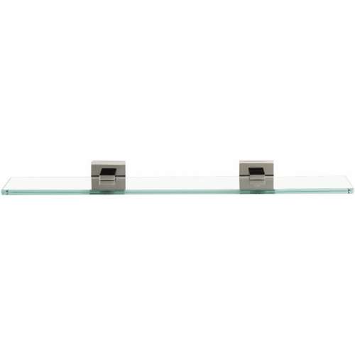 Contemporary II A8450-18-PN 18-in Glass Shelf with Brackets Modern in Polished Nickel