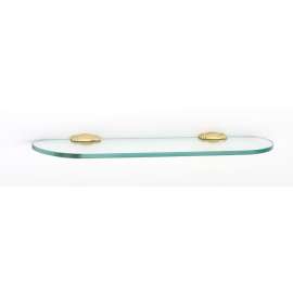 Charlie's Collection A6750-18-PB 18-in Glass Shelf with Brackets Transitional in Polished Brass