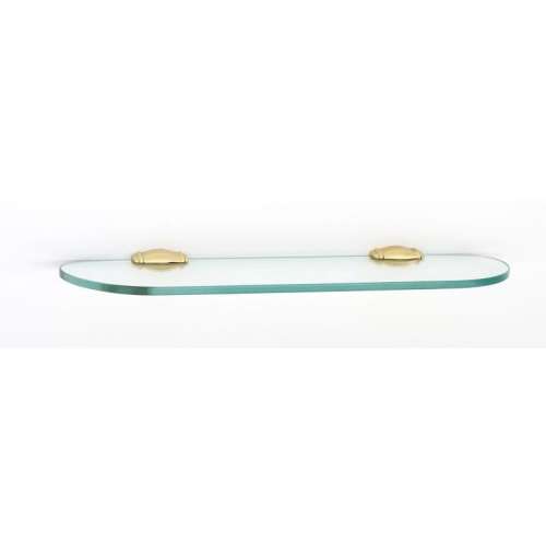 Charlie's Collection A6750-18-PB 18-in Glass Shelf with Brackets Transitional in Polished Brass