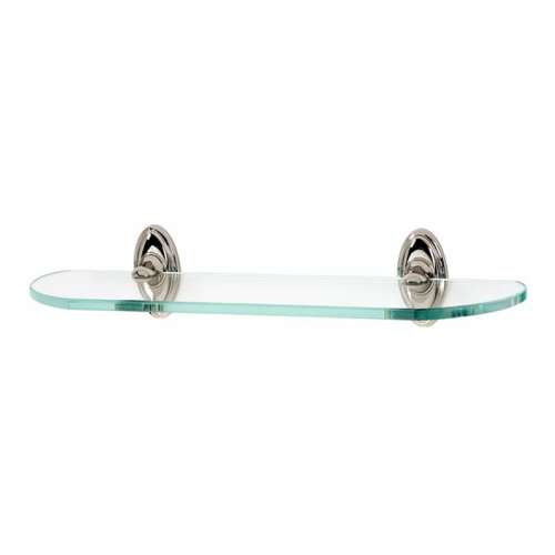 Classic Traditional A8050-18-PN 18-in Glass Shelf with Brackets Traditional in Polished Nickel