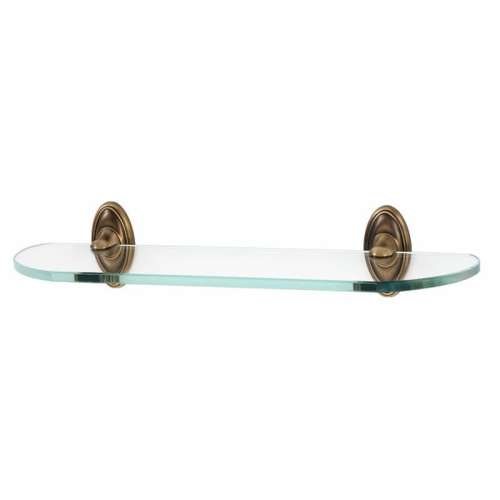 Classic Traditional A8050-18-AEM 18-in Glass Shelf with Brackets Traditional in Antique English Matte
