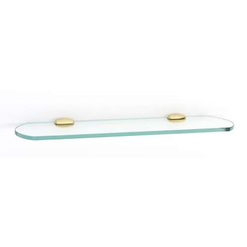 Royale A6650-18-PB 18-in Glass Shelf with Brackets Transitional in Polished Brass