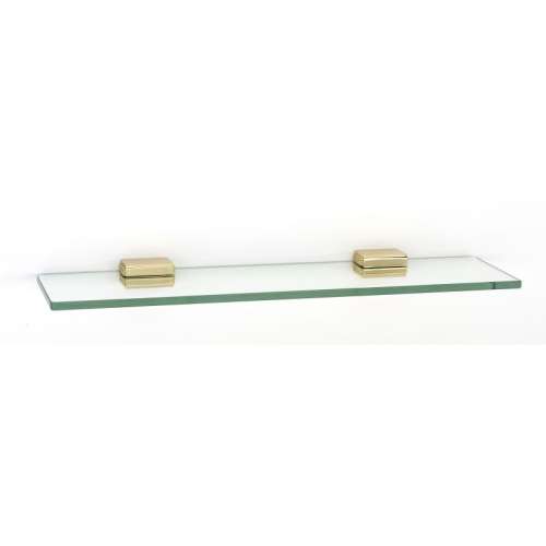 Cube A6550-18-PB 18-in Glass Shelf with Brackets Modern in Polished Brass