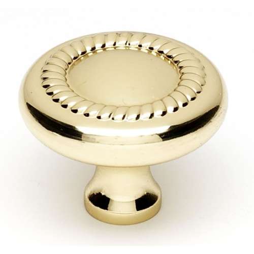Rope A812-38-PB Knob Traditional 1-1/2-in in Polished Brass