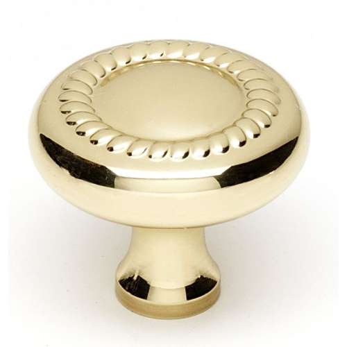 Rope A812-14-PB Knob Traditional 1-1/4-in in Polished Brass