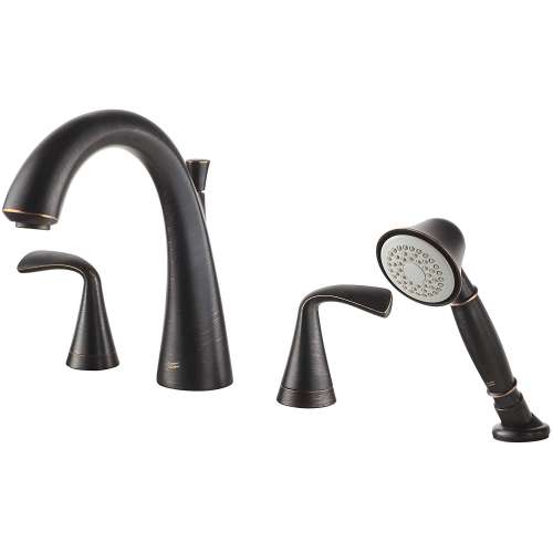 T186901.278 Fluent Roman Tub Faucet with Personal Shower for Flash Rough-in Valves in Legacy Bronze Finish