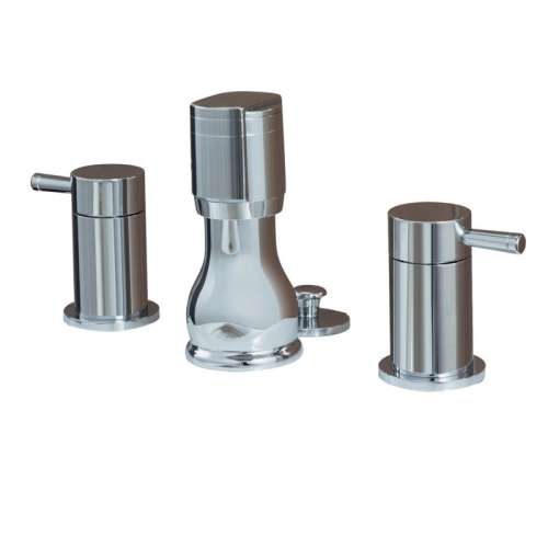 Fixture-Mounted Bidet Fitting with Metal Handles and Pop-Up Drain in Chrome