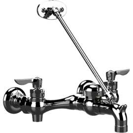Exposed Yoke Wall-Mount Utility Faucet with Top Brace and Lever Handles