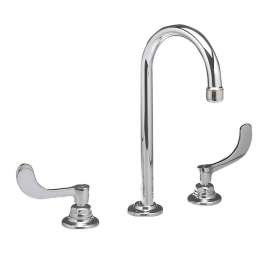 Widespread 0.5 GPM Faucet with Rigid/Swivel Spout and Wrist Blade Handles in Chrome