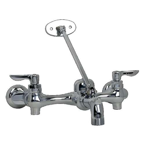 Exposed Yoke Wall Mount Service Sink Faucet with Top Brace and Vandal - Resistant Handles