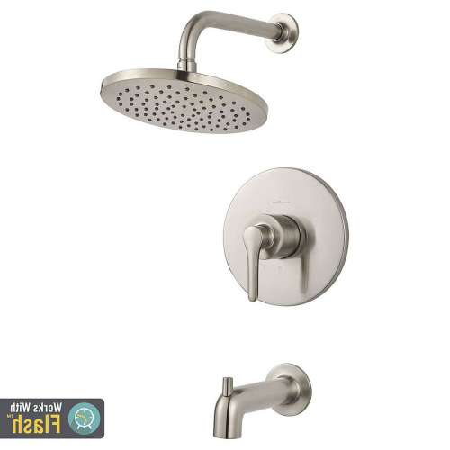 Studio S Tub and Shower Trim Kit with Water-Saving Shower Head and Cartridge, in Brushed Nickel