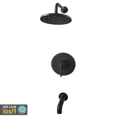 Studio S Tub and Shower Trim Kit with Water-Saving Shower Head and Cartridge, in Matte Black