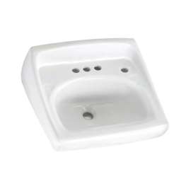 Wall Mounted Lavatory Sink for Wall Hangers (included) or Concealed Arms (not included) with Three Faucet Holes (4 Centers) and Extra Right-Hand Hole in White