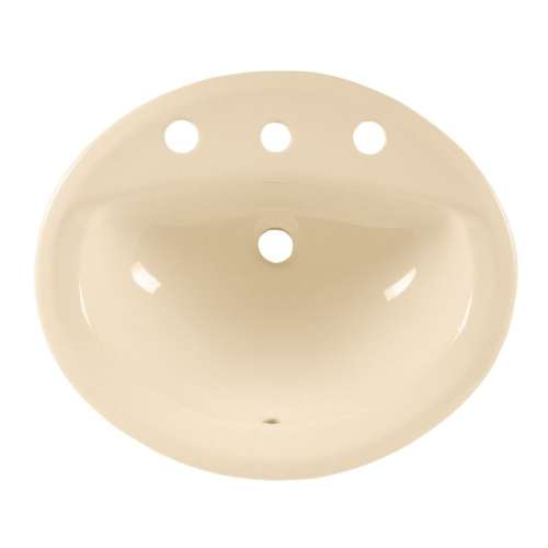 Oval Drop Lavatory Sink with Three Faucet Holes (8 Centers) in Bone