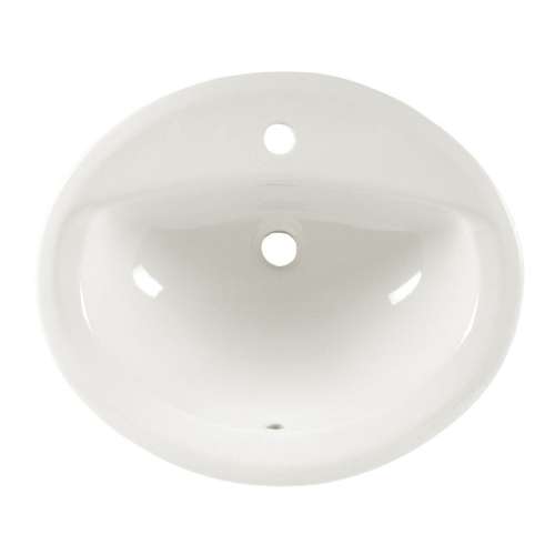 Oval Drop Lavatory Sink with Single Faucet Hole in White