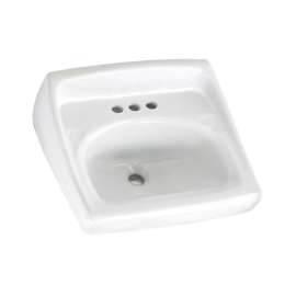 Wall Mounted Lavatory Sink for Exposed Bracket Support (not included) with Three Faucet Holes (4 Centers) in White