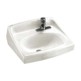 0356.439.020 Wall Mounted Lavatory Sink for Wall Hangers (included) or Concealed Arms (not included) with Single Faucet Hole on Right in White