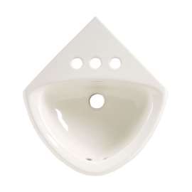 Wall Mounted Lavatory Sink for Three Faucet Holes (4 Centers) in White