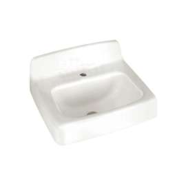 20 Enameled Cast Iron Wall Mounted Sink with Backsplash and Center Faucet Hole in White