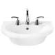 Petite Above Counter or Drop Lavatory Sink with Three Faucet Holes (8 Centers) in White