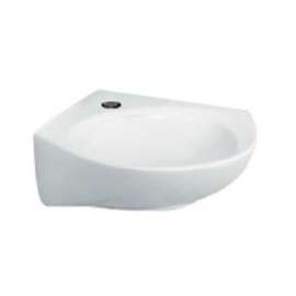Wall Mounted Corner Lavatory Sink with Single Faucet Hole in White