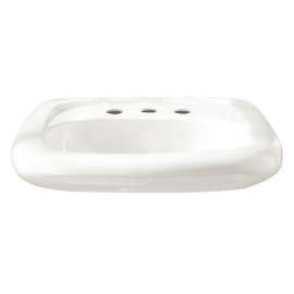 Wall Mounted Lavatory with Three Faucet Holes (8 Centers) and Everclean Surface, Less Overflow in White