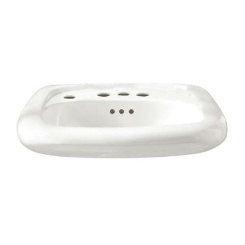 Wall Mounted Lavatory with Three Faucet Holes (4 Centers), Extra Left-Hand Hole, and Everclean Surface in White