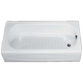 0255.112 New Salem 60-in x 30-in Enameled Steel Bathtub with Right Hand Outlet and Integral Apron