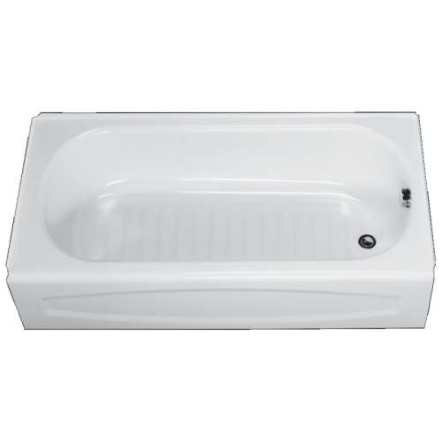 0255.212 New Salem 60-in x 30-in Enameled Steel Bathtub with Left Hand Outlet and Integral Apron