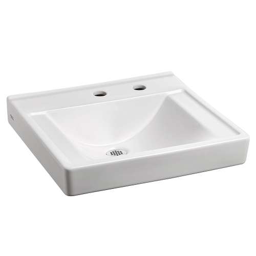 Everclean Wall-Hung Bathroom Sink with Center Hole Only with Right Hand Soap Dispenser Less Overflow in White