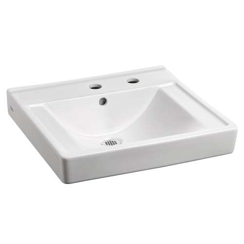 Everclean Wall-Hung Bathroom Sink with Center Hole Only with Right Hand Soap Dispenser in White