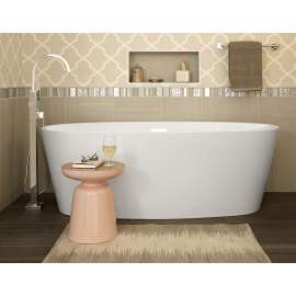 68.75-in. Soaking Bathtub for Free Standing Installations with Center Drain in White