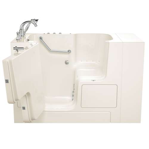 3252OD.709.CL-PC-M Gelcoat Wit 32-in. x 52-in. Outward Opening Door Walk-In Air Spa and Whirlpool Massage Bathtub with Left Door/Drain and Tub Faucet