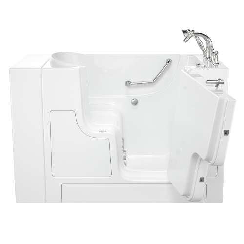 30-in. x 52-in. Outward Opening Door Walk-In Whirlpool Massage Bathtub with Right Door/Drain and Tub Faucet in White